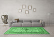 Machine Washable Persian Emerald Green Traditional Area Rugs in a Living Room,, wshtr2095emgrn