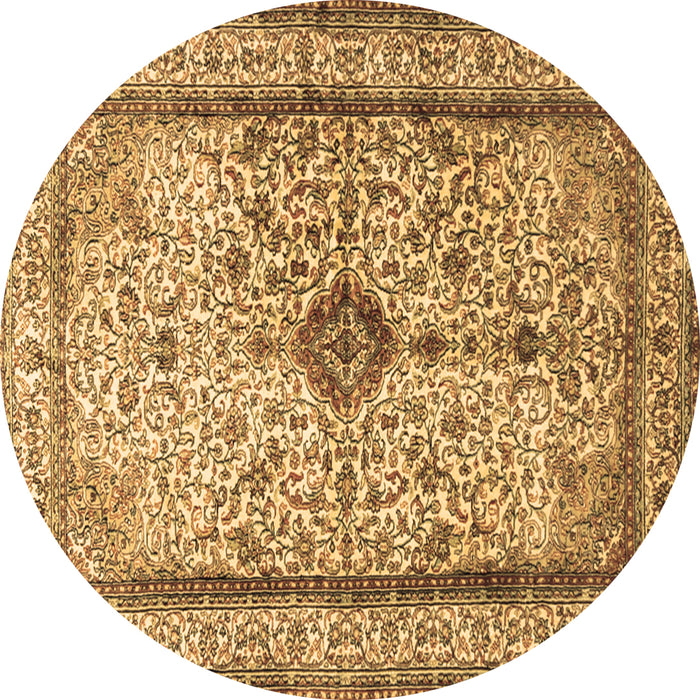 Round Machine Washable Persian Brown Traditional Rug, wshtr2095brn