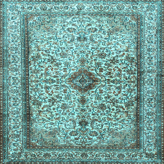 Square Machine Washable Persian Light Blue Traditional Rug, wshtr2095lblu