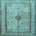 Square Machine Washable Persian Light Blue Traditional Rug, wshtr2095lblu