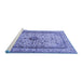 Sideview of Machine Washable Persian Blue Traditional Rug, wshtr2095blu