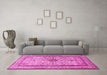 Machine Washable Persian Pink Traditional Rug in a Living Room, wshtr2095pnk