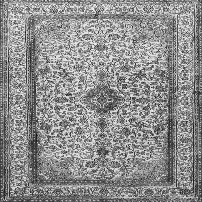 Round Machine Washable Persian Gray Traditional Rug, wshtr2095gry