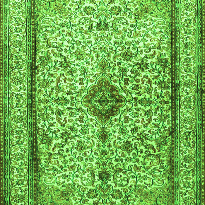 Serging Thickness of Machine Washable Persian Green Traditional Area Rugs, wshtr2095grn
