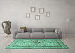 Machine Washable Persian Turquoise Traditional Area Rugs in a Living Room,, wshtr2095turq