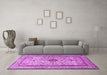 Machine Washable Persian Purple Traditional Area Rugs in a Living Room, wshtr2095pur