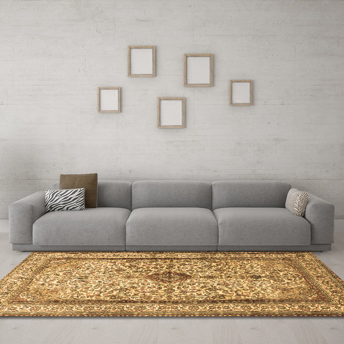 Machine Washable Persian Brown Traditional Rug in a Living Room,, wshtr2095brn
