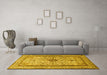 Machine Washable Persian Yellow Traditional Rug in a Living Room, wshtr2095yw