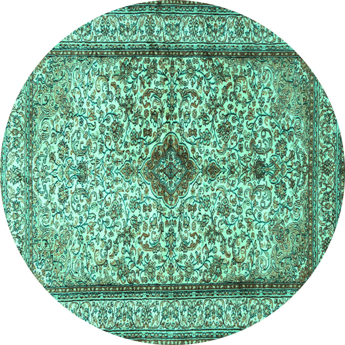 Round Persian Turquoise Traditional Rug, tr2095turq