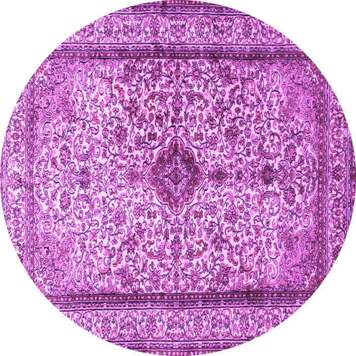 Round Machine Washable Persian Purple Traditional Area Rugs, wshtr2095pur