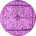 Round Machine Washable Persian Purple Traditional Area Rugs, wshtr2095pur