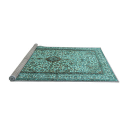Sideview of Machine Washable Persian Light Blue Traditional Rug, wshtr2095lblu