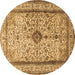 Round Persian Brown Traditional Rug, tr2095brn