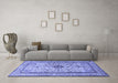 Machine Washable Persian Blue Traditional Rug in a Living Room, wshtr2095blu