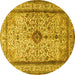 Round Persian Yellow Traditional Rug, tr2095yw