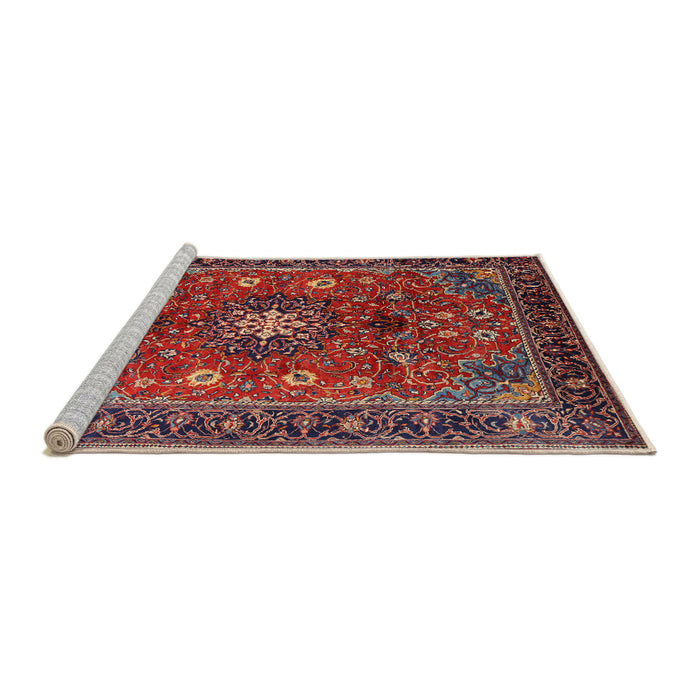 Sideview of Machine Washable Traditional Dark Almond Brown Rug, wshtr2096