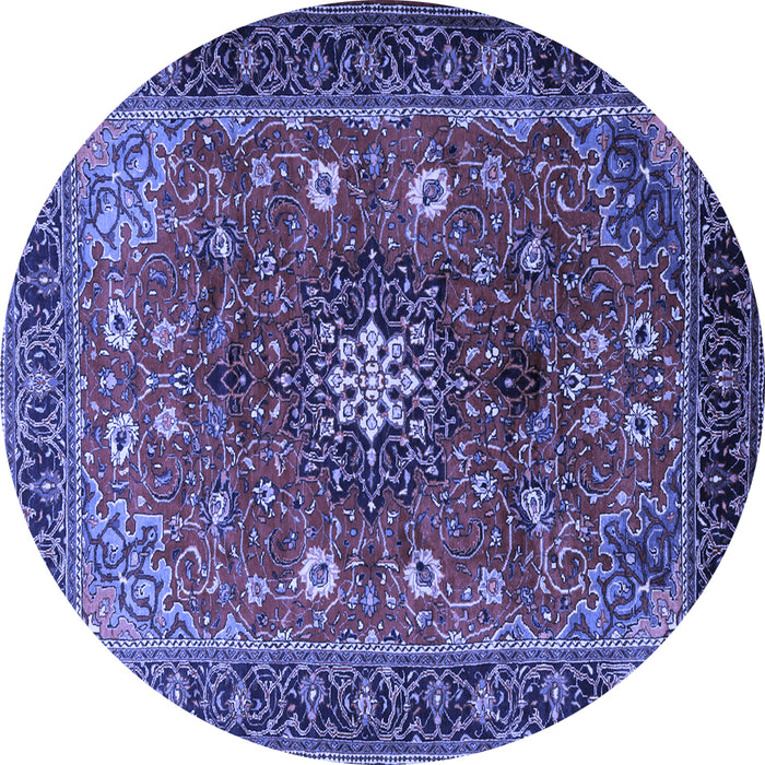 Round Medallion Blue Traditional Rug, tr2096blu