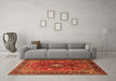 Machine Washable Medallion Orange Traditional Area Rugs in a Living Room, wshtr2096org