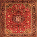 Round Machine Washable Medallion Orange Traditional Area Rugs, wshtr2096org