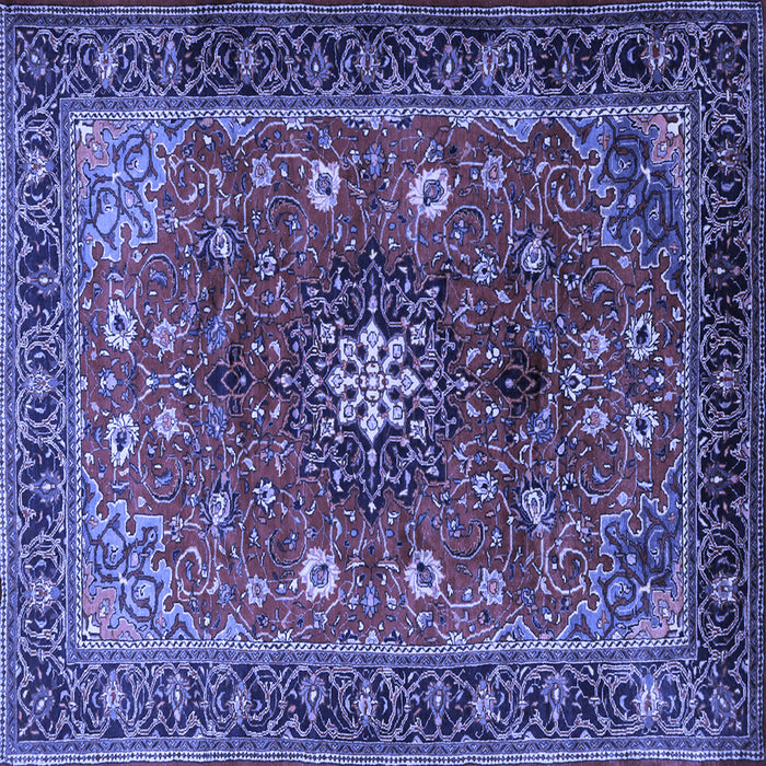 Square Medallion Blue Traditional Rug, tr2096blu