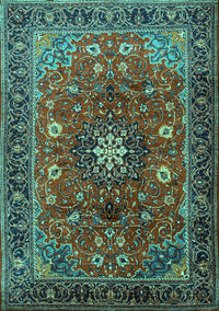 Medallion Turquoise Traditional Rug, tr2096turq