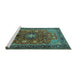 Sideview of Machine Washable Medallion Turquoise Traditional Area Rugs, wshtr2096turq