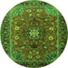 Machine Washable Medallion Green Traditional Area Rugs, wshtr2096grn