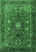 Machine Washable Medallion Emerald Green Traditional Area Rugs, wshtr2096emgrn