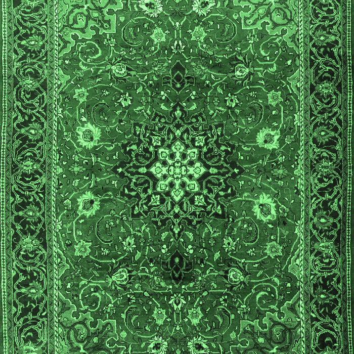 Machine Washable Medallion Emerald Green Traditional Area Rugs, wshtr2096emgrn