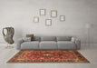 Machine Washable Medallion Brown Traditional Rug in a Living Room,, wshtr2096brn