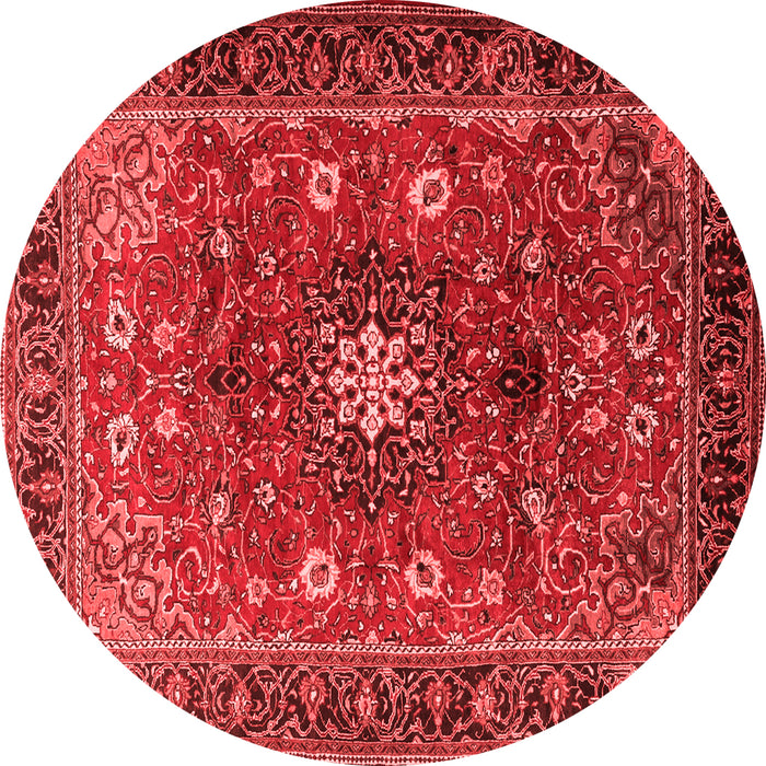 Machine Washable Medallion Red Traditional Rug, wshtr2096red