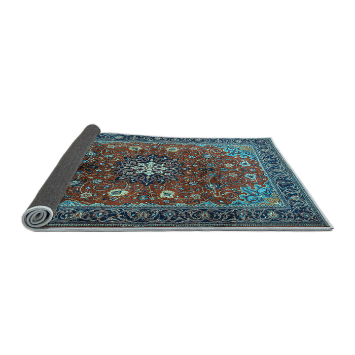 Sideview of Medallion Light Blue Traditional Rug, tr2096lblu
