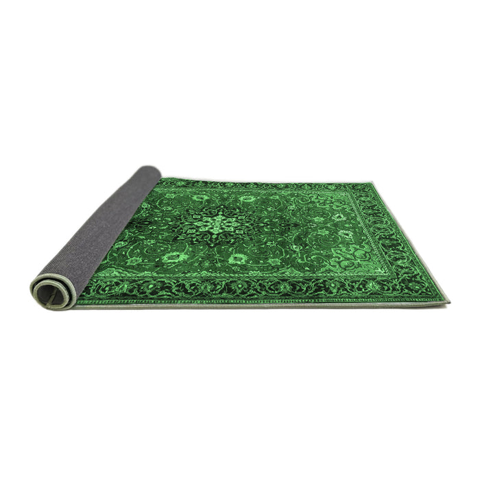 Sideview of Medallion Emerald Green Traditional Rug, tr2096emgrn