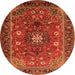 Machine Washable Medallion Orange Traditional Area Rugs, wshtr2096org