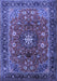 Machine Washable Medallion Blue Traditional Rug, wshtr2096blu