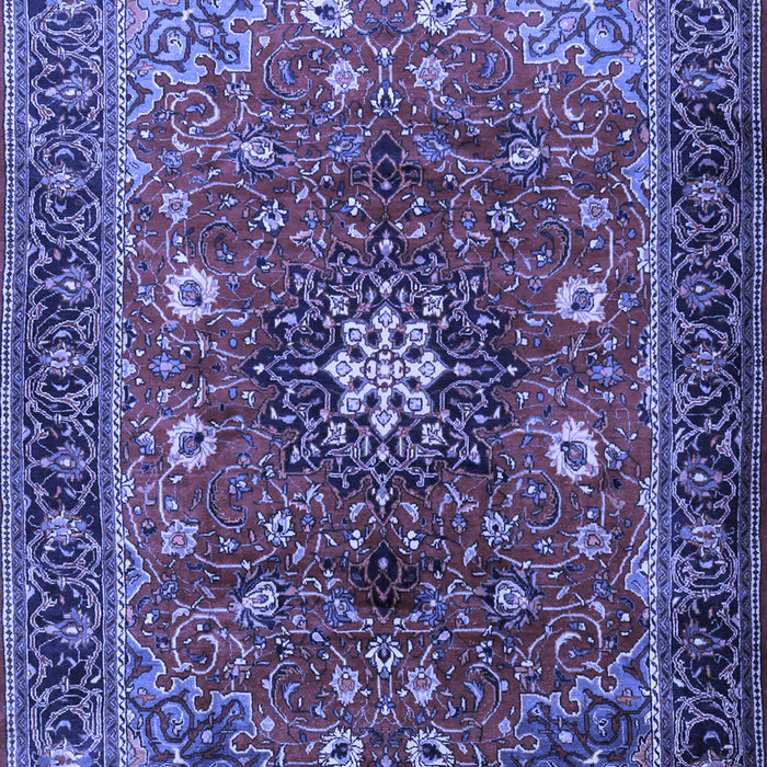 Machine Washable Medallion Blue Traditional Rug, wshtr2096blu