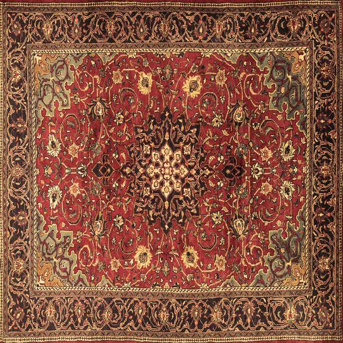 Square Medallion Brown Traditional Rug, tr2096brn