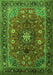 Serging Thickness of Machine Washable Medallion Green Traditional Area Rugs, wshtr2096grn