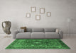 Machine Washable Medallion Emerald Green Traditional Area Rugs in a Living Room,, wshtr2096emgrn