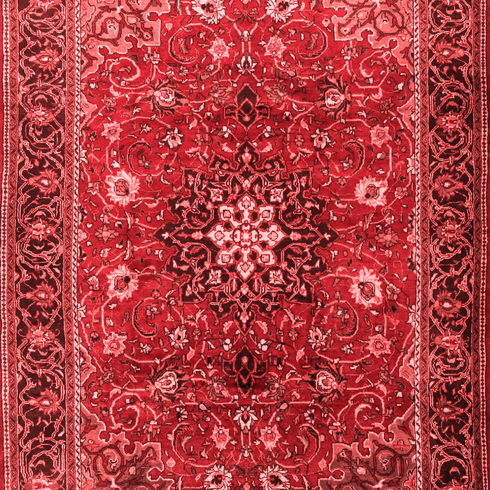 Machine Washable Medallion Red Traditional Rug, wshtr2096red
