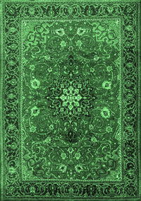 Medallion Emerald Green Traditional Rug, tr2096emgrn