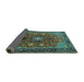 Sideview of Medallion Turquoise Traditional Rug, tr2096turq