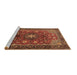 Sideview of Machine Washable Medallion Brown Traditional Rug, wshtr2096brn