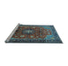 Sideview of Machine Washable Medallion Light Blue Traditional Rug, wshtr2096lblu