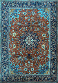 Medallion Light Blue Traditional Rug, tr2096lblu