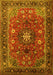 Machine Washable Medallion Yellow Traditional Rug, wshtr2096yw