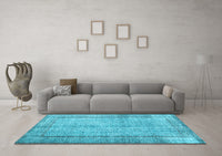 Machine Washable Persian Light Blue Traditional Rug, wshtr2097lblu