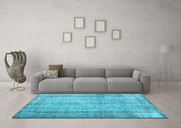 Machine Washable Persian Light Blue Traditional Rug in a Living Room, wshtr2097lblu