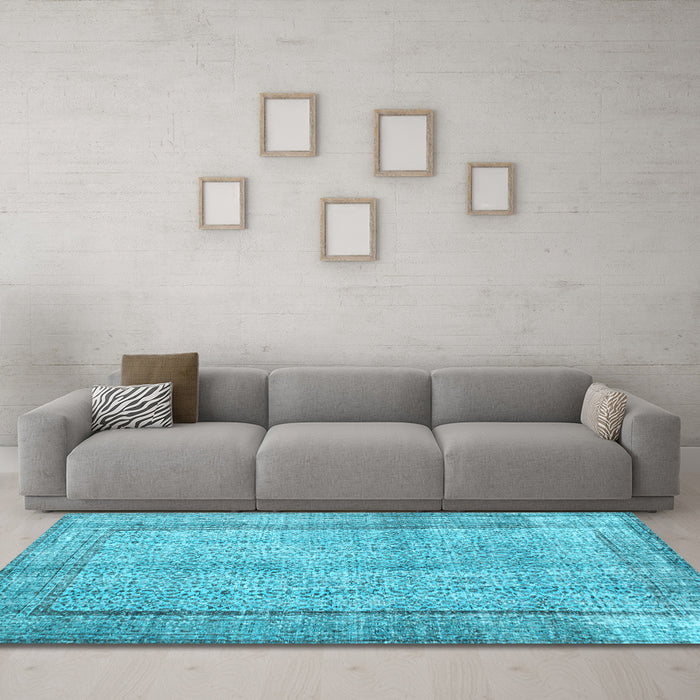 Machine Washable Persian Light Blue Traditional Rug in a Living Room, wshtr2097lblu