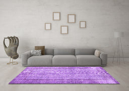 Machine Washable Persian Purple Traditional Area Rugs in a Living Room, wshtr2097pur